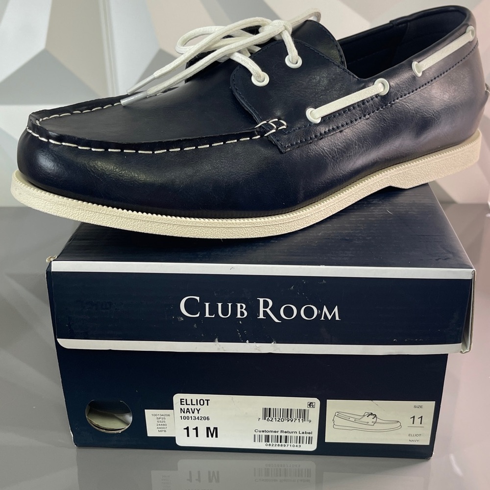 NIB Club Room Elliot Navy Mens Boat Shoes
